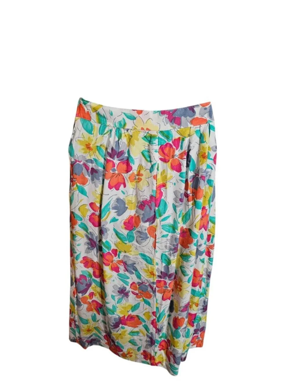 Emily St John Womens 11/12 Floral Skirt Multicolor Rayon Midi Archival Boutique - Picture 3 of 5